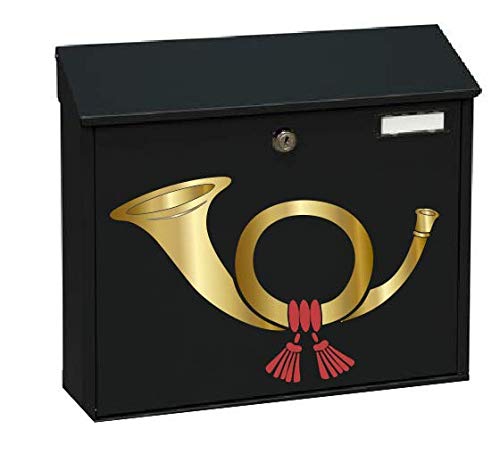 Generisch Posthorn Aufkleber (Schwarz) für Glas, Kunststoff, Metall, Holz, Wand (Klassisch, Einfarbig, Oval) - Outdoor (1 Stk.)