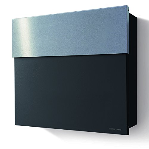 Briefkasten Letterman 4 schwarz mit Edelstahl Briefklappe, radius design