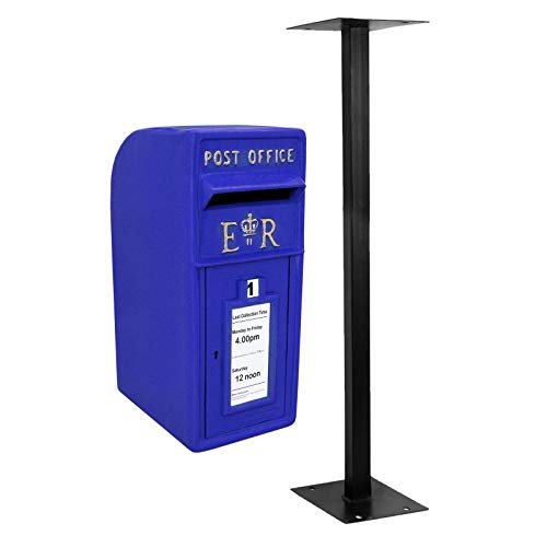 Briefkasten mit Bodenständer Postkasten Wandbriefkasten Standbriefkasten schottischer Stil blau Post Box mit Standfuß Gusseisen