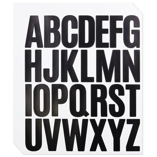 2 Zoll Buchstaben Aufkleber,208 Stücke Selbstklebendes Vinyl Alphabet Kit für Scrapbook, Briefkasten, Schwarze Bretter, Namensschild - Schwarz