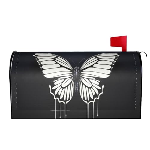 Magnetische Briefkastenabdeckung, Motiv: Frühling und Sommer, schwarz, weiß, Schmetterlings-Briefkaste n, Dekoration, Briefkasten-Abdeckung für Garten, Hof, Außenbereich, Willkommensdekoration, 64,8 x