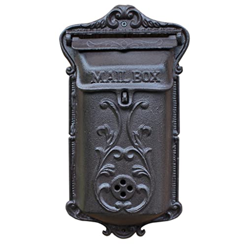 Vintage Briefkasten Aus Metall, Wandbriefkasten, Abschließbare Briefeinwurf- & Sammelbox, Home Decor Drop Box Für Den Außenbereich (Color : Black)