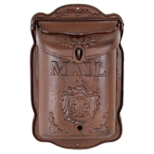 Retro Briefkasten Aus Metall, Wandbriefkasten, Briefeinwurf Im Freien, Zeitungskiste, Abschließbare Sicherheitsbox Für Den Außenbereich, Wohnkultur (Color : Brown)