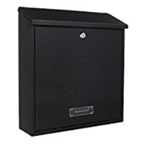 Rottner Briefkasten Bolzano, Schwarzgrau, Zylinderschloss mit 2 Schlüssel, Stahl, BxH 365x400 mm, Befestigungsmaterial inklusive, Namensschild, Sichtfenster