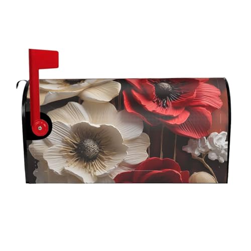 Willkommensbriefkasten-Ab deckung, rote und weiße Blumen, magnetische Briefkasten-Abdeckung, dekorative Urlaubs-Briefkasten-Abdec kung für Zuhause, Outdoor, Garten, dekorativ