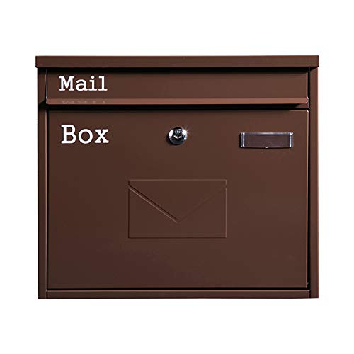 Briefkasten Draußen Metall, Abschließbar Mail Manager mit 2 Schlüsseln und Anzeigefenster, Moderner Wohn-Türwand (Color : Brown)