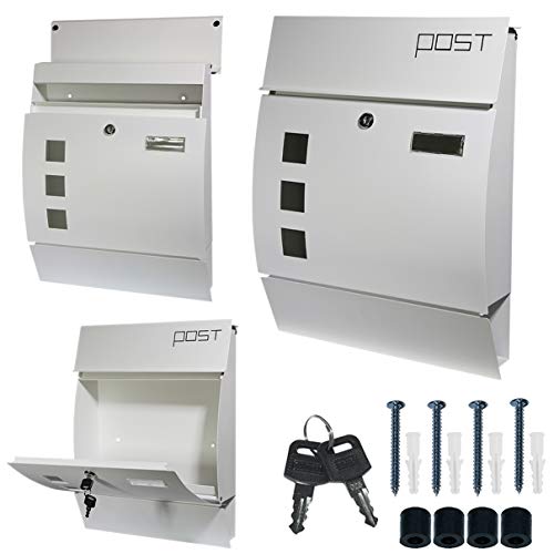 HELO Briefkasten Wandbriefkasten Postkasten Postfach inkl. Zeitungsrolle Weiß U2