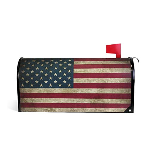 Linomo Magnetbriefkastenabdeckun g, Vintage-Design, USA-Flagge, Briefkasten, Briefkasten, Abdeckung, für Zuhause, Garten, Hof, Außendekoration, für übergroße Größe 63,5 x 53,3 cm