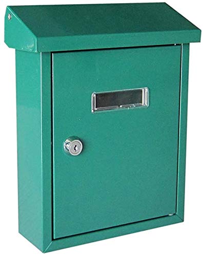 Awningcranks Top-Loading Steel Post Box Wandmontage Briefkästen Postfach in Anthrazit Wandmontage Classic Premium Mailbox Abschlussbare wasserdichte Mailboxen Briefkasten 1107 (Color : Green)