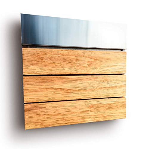 Moderner Design Briefkasten aus und Holz / 3 Leisten/Eiche