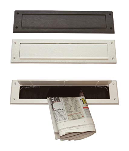 Innenklappe-für die Türinnenseite-Mit Bürste-Kunststoff-340x81 mm-Briefeinwurf-Briefklap pe-Briefschlitz (340 x 81 mm, Kunststoff dunkelbraun)