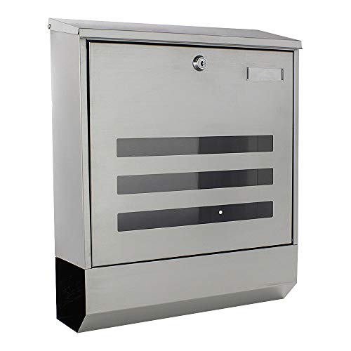 Profirst Briefkasten Mail PM 690 Edelstahl Zylinderschloss 2 Schlüssel Namensschildhalter Sichtfenster Zeitungsbox inkl. Befestigungsmaterial