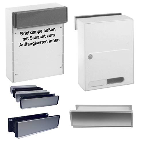 Durchwurf - Briefkasten mit Außenbriefeinwurf-Alumin ium-Kunststoff-270 x 330 x 90 mm TOP (Einwurf silber - Kasten weiß)