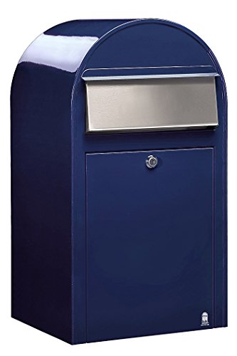 Bobi Grande Briefkasten RAL 5003 blau, Klappe aus Edelstahl Wandbriefkasten