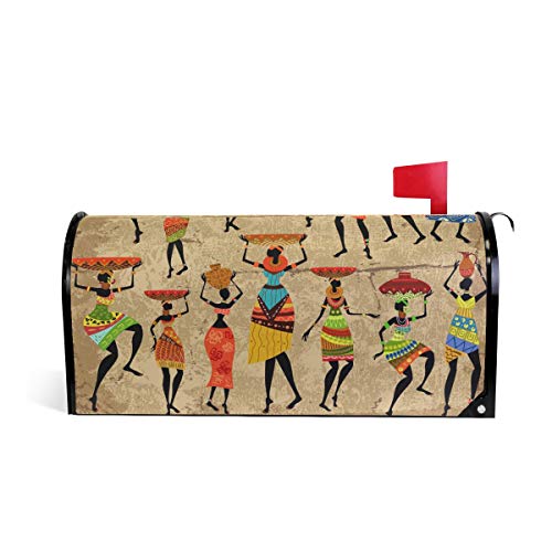 Linomo Magnetischer Briefkasten-Überzug, Ethnische Afrikanische Amerikanische Frau, Briefkasten-Umschlag für Zuhause, Garten, Hof, Außendekoration, für übergroße Größe 63,5 x 53,3 cm
