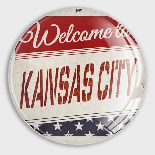 Freecustom Welcome to Kansas City Glas-Kühlschrankmagnete, Stadt, Staat, Stadt, starke Magnete, amerikanische Staatsmagnete für Kühlschrank, Garage, Magnet für Kühlschrank, Briefkasten, Auto,