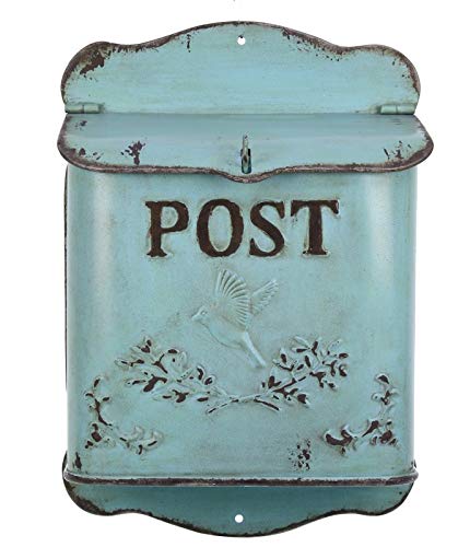 Nostalgischer Briefkasten Metall Antik-look Shabby Mailbox im Landhaus Shabby chic Stil, blau-türkis