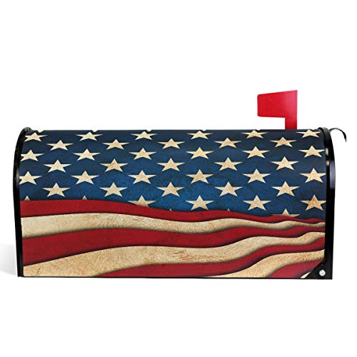 Oarencol Vintage Patriotische Amerikanische Flagge 4. Juli Unabhängigkeit Tag USA Briefkasten Cover Magnetisch Große Briefkasten Wraps Garten Hof Home Decor Übergröße 64,8 x 53,3 cm