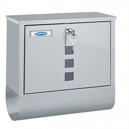 Rottner Briefkasten Costa Inox, Zylinderschloss mit 2 Schlüssel, Edelstahl, BxH 335x305 mm, Befestigungsmaterial inklusive, Zeitungsrolle, Namensschild, Sichtfenster