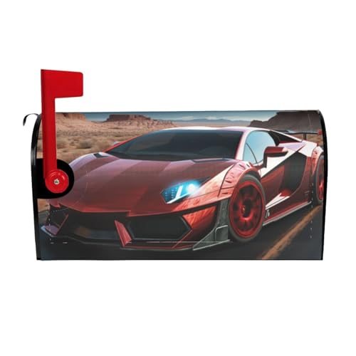 Willkommensbriefkasten-Ab deckung, rot, Rennwagen, magnetische Briefkasten-Abdeckung, dekorativer Urlaub, Briefkasten, Abdeckung für Zuhause, Outdoor, Garten, dekorativ