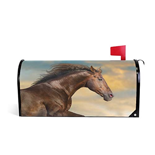 Linomo Magnetischer Briefkastenbezug, Tierpferd, Laufen, Briefkasten, Umschlag für Haus, Garten, Hof, Außendekoration, für Übergröße 63,5 x 53,3 cm