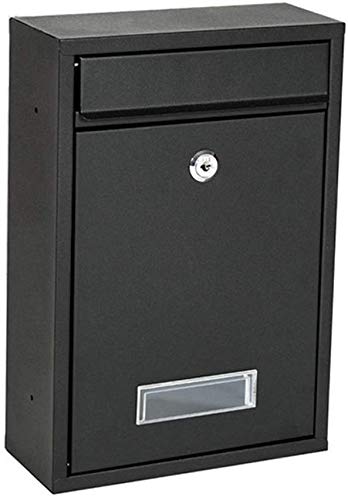 Briefkasten aus Stahl in Anthrazit – Wand-Zylinderschloss klassischer Premium-Briefkasten mit Top-Loading-Briefschlitz 6YX83 (Farbe: Schwarz)