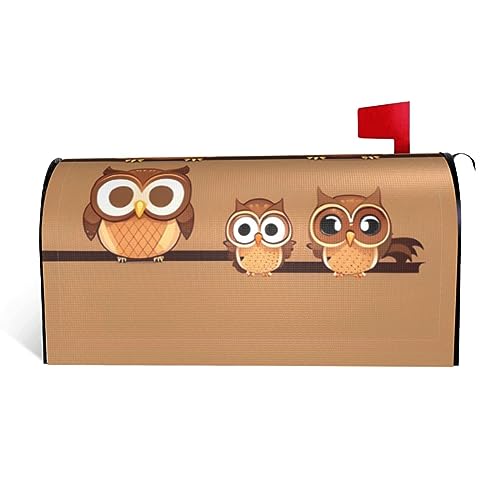 Süße große braune Cartoon-Eulen-Druck, Briefkasten-Abdeckung, Garten, Outdoor, Hof, Dekoration, Ganzjahres-Magnetbriefkas ten-Abdeckung