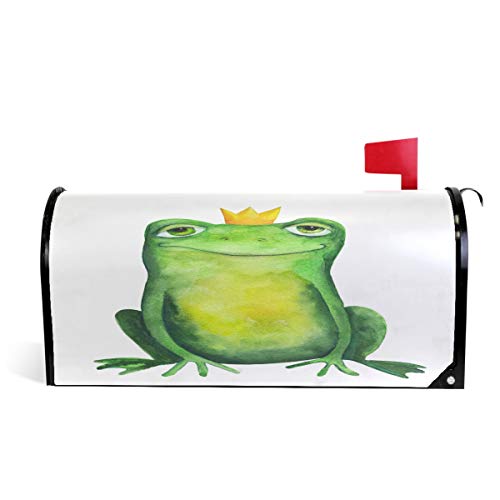 Oarencol Lustiger Frosch in Krone Aquarell Tier Süße Briefkasten-Abdeckung, magnetisch, groß Briefkasten-Wraps Garten Hof Home Decor Übergröße 65,5 x 53 cm
