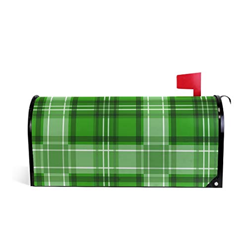 Wamika Green Tartan Patrick's Day Plaid Magnetic Mailbox Cover MailWraps Wraps Post Box Garden Hard Home Decor for Outdoor Standard Size