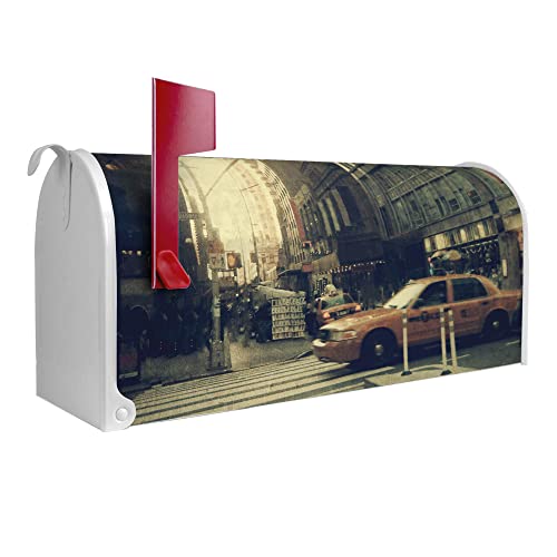 banjado® Amerikanischer Briefkasten - US Mailbox/Letterbox mit Motiv Broadway 51x22x17cm - Postkasten Stahl aus Amerika – Briefkasten amerikanisch pulverbeschichtet