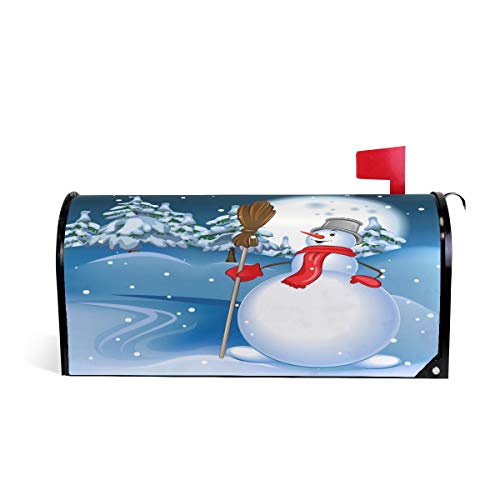 Briefkasten-Abdeckung, Motiv: Schneemann mit Besen, magnetisch, Winter, Schnee, Mond, Standardgröße, für Makover und Garten