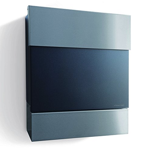 Briefkasten Letterman 5 schwarz mit Edelstahl Zeitungsrolle + Klappe, radius design
