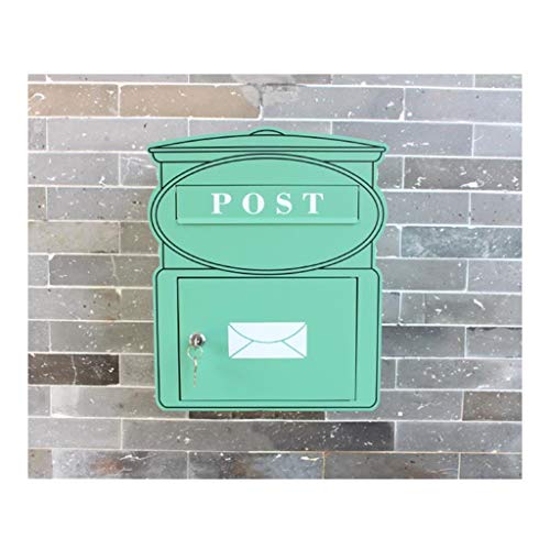 Briefkasten, abschließbarer Briefkasten, große Kapazität, amerikanische Eleganz, Sicherheitsbriefkästen mit 2 Schlüsseln für Außenwand, Hochzeit (Farbe: Grün, Größe: A-31,9 x 15 x 39,5 cm)