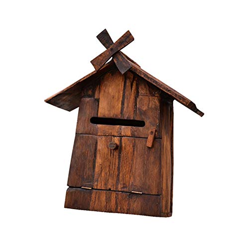 PABBUC Briefkästen Wandmontage Wand montierte Postkasten Massive Holz Windmühle Mailbox Vorschlag Box Beschwerdebox Villa wasserdichte Buchstabenbox