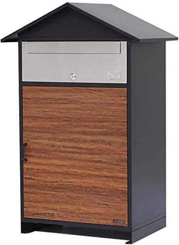 AGWa Paket Box Außen Large Size Mailbox Anti-Diebstahl-Postbox mit Schloss, Tor, Paketzustellung Kabinett Startseite Briefkasten,Braun,49 * 35 * 87cm