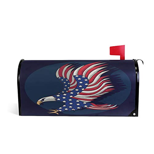 Linomo Magnetbriefkasten-Abdecku ng mit amerikanischer Flagge, Adler, Briefkasten, Briefkasten, Abdeckung für Zuhause, Garten, Hof, Außendekoration, für übergroße Größe 63,5 x 53,3 cm