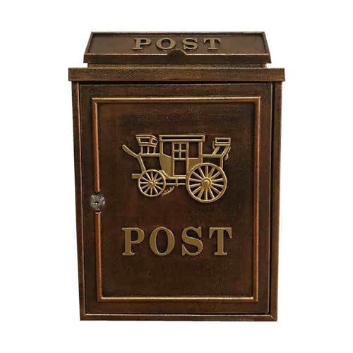 Briefkästen für den Außenbereich, Wandbriefkasten mit Schlüsselschloss, großer Briefkasten aus Aluminiumlegierung, Metallbriefkasten 11 x 5 x 16 Zoll (Schwarz) (Braun)