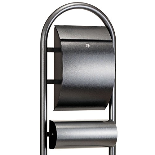 Zelsius Standbriefkasten, Rundbogen Briefkasten aus Stahl in Hammerschlagoptik, mit Zeitungsrolle/Zeitungsfac h, abschließbar, Postkasten, Designer Mailbox, Hammerschlag Design