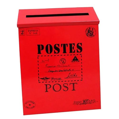 Vintage-Briefkasten zur Wandmontage, Zeitungsbriefkasten, Gartendekoration, wasserdicht, kreativer pastoraler Stil, Briefkasten für den Hausgebrauch (rot)
