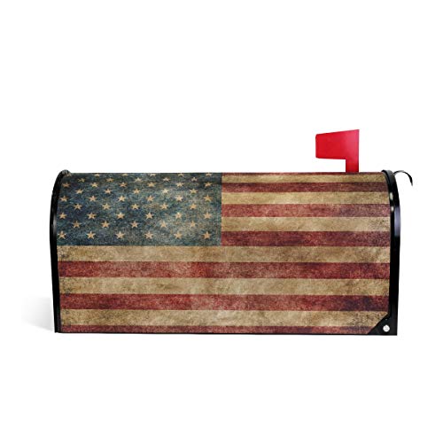 Wamika Briefkasten-Abdeckung, Vintage-Motiv amerikanische Flagge, magnetisch, mit Sternen und Streifen, Standardgröße, für den Garten und zu Hause, Dekoration