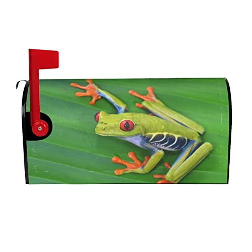 Briefkasten-Abdeckung mit Tier-Frosch, grüne Blätter, Briefkasten-Abdeckung, magnetisch, Standardgröße, 45,7 x 53,3 cm, für Garten-Briefkasten-Dekora tionen