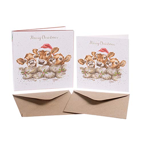 Wrendale Designs by Hannah Dale - „Christmas Calves“ - Weihnachtskarten-Schachte lset - 8 Stück