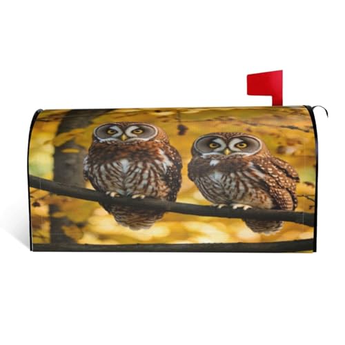 Süße braune Cartoon-Eulen-Druck, Briefkasten-Abdeckung, vielseitig, Garten, Outdoor, Hof, Dekoration, Briefkastenabdeckung mit Magnetstreifen