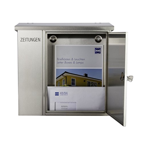 Heibi - Edelstahl Briefkasten 43661 mit Zeitungsfach