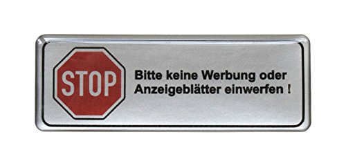 BIKE-label 3D Briefkasten Aufkleber Silber Bitte keine Werbung 70x25 mm 401204