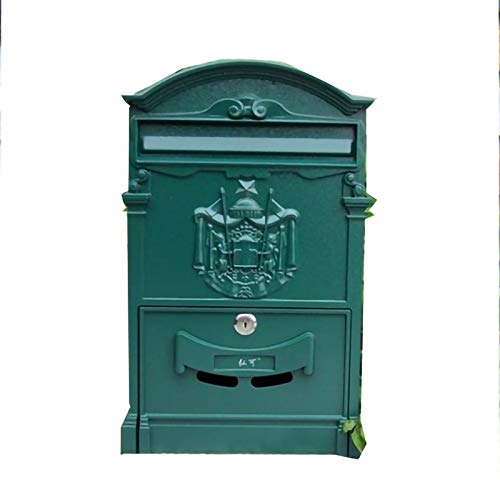 FYZS Vintage Mailbox Postfach Wandmontage Briefkasten - Gusseisen Vintage Residential Mail Box - Heavy Duty Weatherfoile Briefkasten, grün (Color : Green)