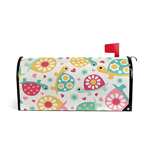 Linomo Magnetbriefkastenabdeckun g, Cartoon-Schildkröte, bunt, Briefkasten-Abdeckung, für Zuhause, Garten, Hof, Außendekoration, für Übergröße 63,5 x 53,3 cm