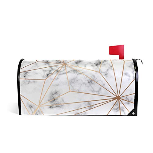 Linomo Magnetbriefkasten-Abdecku ng, weiß, Marmor, goldene Linie, Briefkasten-Abdeckung, für Haus, Garten, Hof, Außendekoration, für Übergröße 63,5 x 53,3 cm