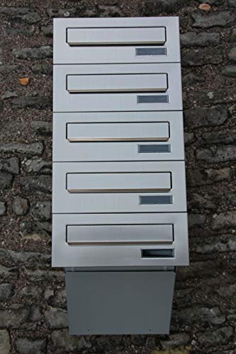 Briefkastensysteme 4er Briefkastenanlage 4X Einbaubriefkästen Edelstahl/Silber Mauerdurchwurf 4 Fach Postkasten modern DIN A4 wetterfeste