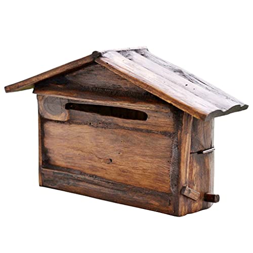 MGCtech Briefkasten Aus Holz, Konvolut Briefeinwurf & Sammelbox, Schicke Und Kreative Hausform Briefkasten Für Einzahlungen, Zahlungen, Schlüssel (Color : Brown)